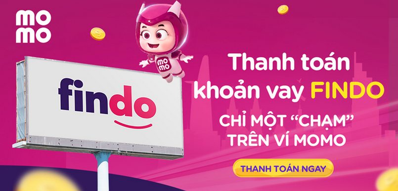 Hỗ trợ thanh toán Findo thông qua ví điện tử MoMo