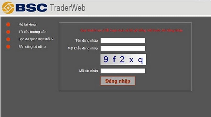 Điền thông tin đầy đủ khi mở tài khoản BSC Trader Web